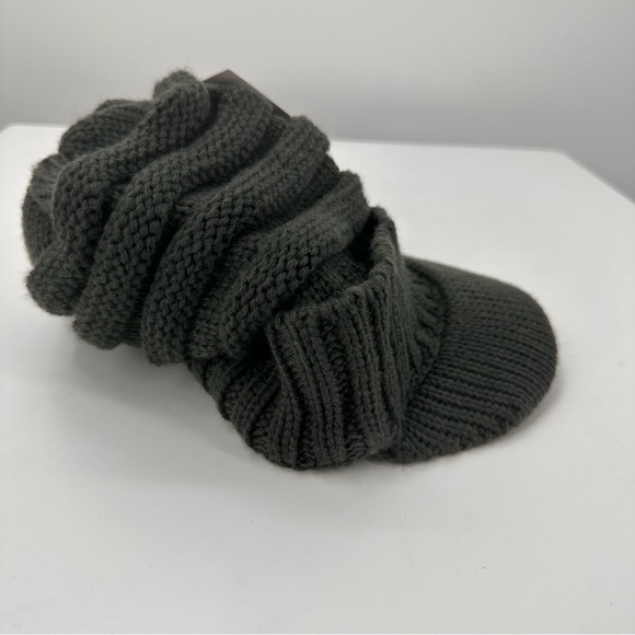 NWT Forbusite Fleece Lined Knit Slouchy Beanie Winter Hat with Visor Gray - Picture 8 of 10